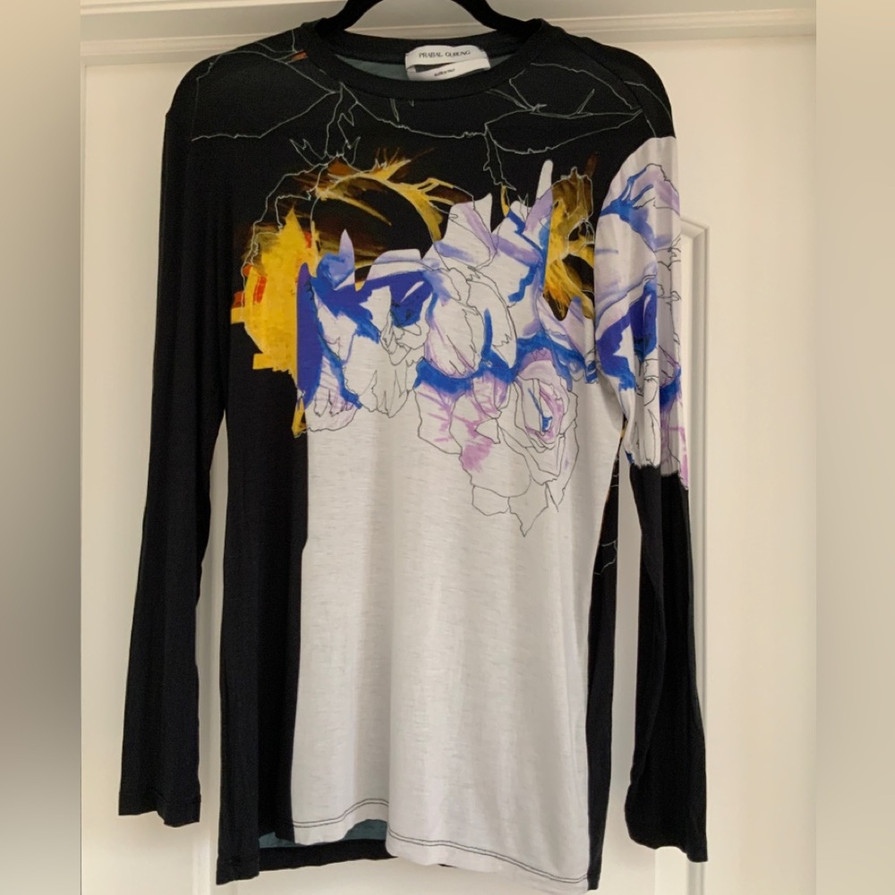 Prabal Gurung Long Sleeve Abstract Tee Size small